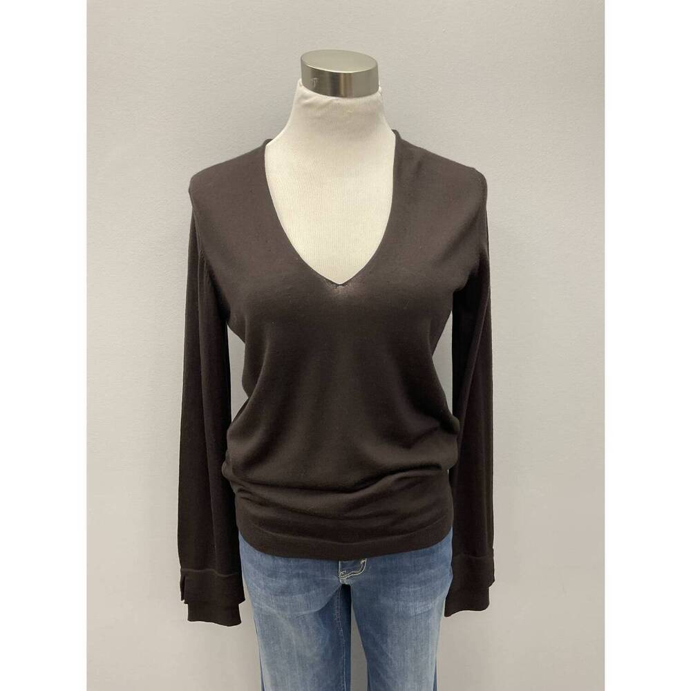 NEW STRENESSE vneck wool sweater in espresso